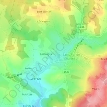 Cossange topographic map, elevation, terrain