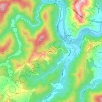 Bracelli topographic map, elevation, terrain
