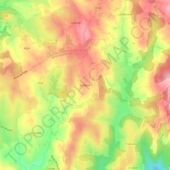 Le Mons topographic map, elevation, terrain