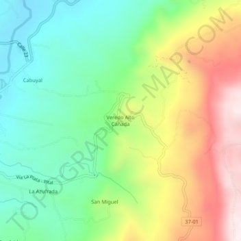 Veredo Alto Cañada topographic map, elevation, terrain