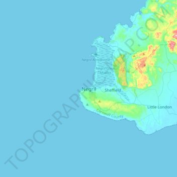 Negril topographic map, elevation, terrain