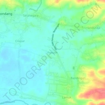 Penolih topographic map, elevation, terrain