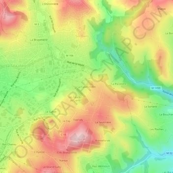 La Calaminière topographic map, elevation, terrain