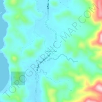 Pasadeña topographic map, elevation, terrain