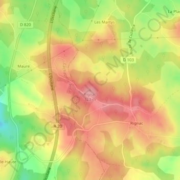 Rignac topographic map, elevation, terrain