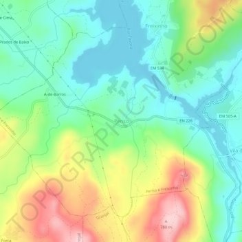 Penso topographic map, elevation, terrain