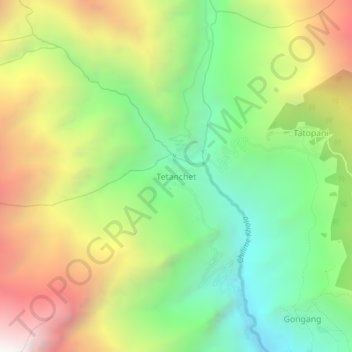 Tetanchet topographic map, elevation, terrain