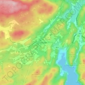 Sannidal topographic map, elevation, terrain