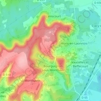 Les Creuttes topographic map, elevation, terrain