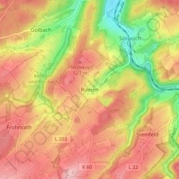 Rinnen topographic map, elevation, terrain