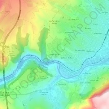 Combe Rozière topographic map, elevation, terrain