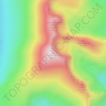 Brandon Mountain topographic map, elevation, terrain