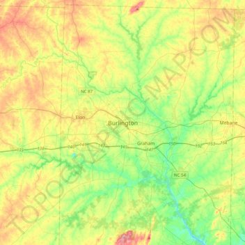 Burlington topographic map, elevation, terrain