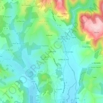 La Barrière topographic map, elevation, terrain