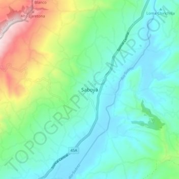 Saboyá topographic map, elevation, terrain