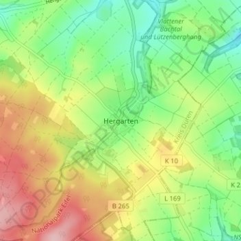 Hergarten topographic map, elevation, terrain