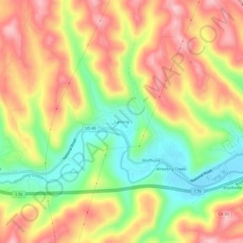 Lansing topographic map, elevation, terrain