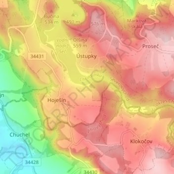 Dolní Ves topographic map, elevation, terrain