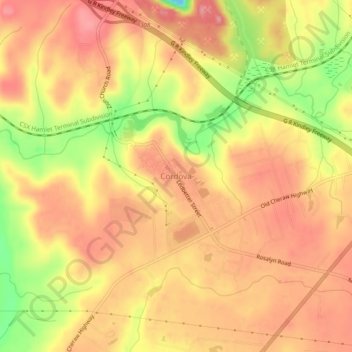Cordova topographic map, elevation, terrain
