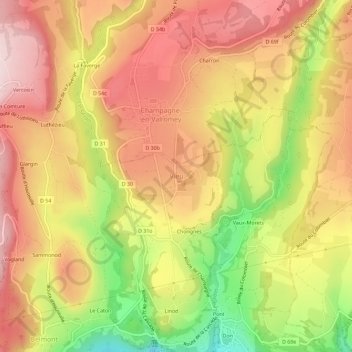 Vieu topographic map, elevation, terrain