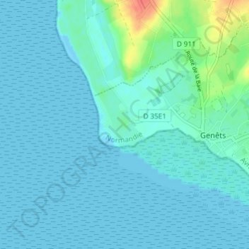 Le Bec d'Andaine topographic map, elevation, terrain