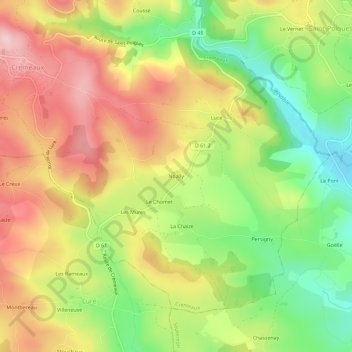 Noally topographic map, elevation, terrain