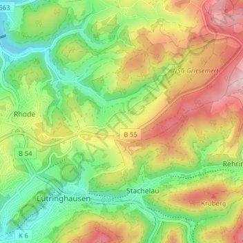Griesemert topographic map, elevation, terrain