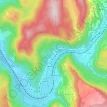 Les Combes topographic map, elevation, terrain