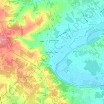 Le Beurre Doux topographic map, elevation, terrain