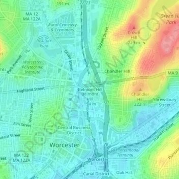 Belmont Hill topographic map, elevation, terrain