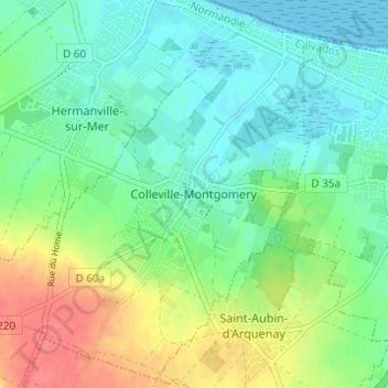 Colleville-Montgomery topographic map, elevation, terrain