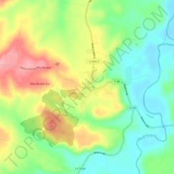 Tegualda topographic map, elevation, terrain