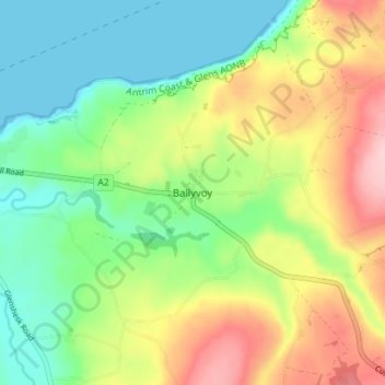 Ballyvoy topographic map, elevation, terrain