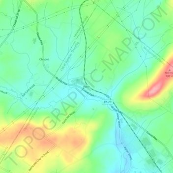 Palm topographic map, elevation, terrain