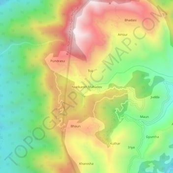 Neelkanth Mahadev topographic map, elevation, terrain