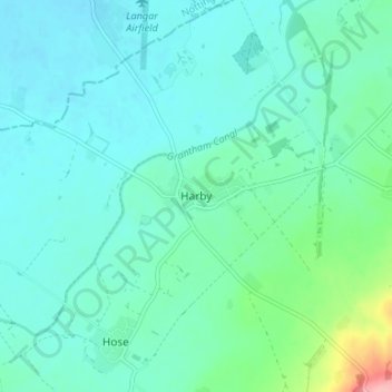 Harby topographic map, elevation, terrain