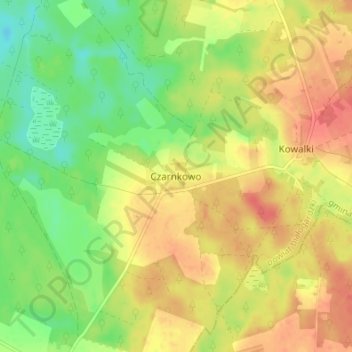Czarnkowo topographic map, elevation, terrain