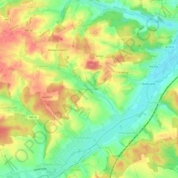 Haunstetten topographic map, elevation, terrain