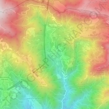 Gravagna San Rocco topographic map, elevation, terrain