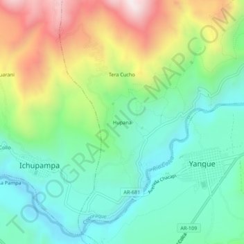 Hupana topographic map, elevation, terrain