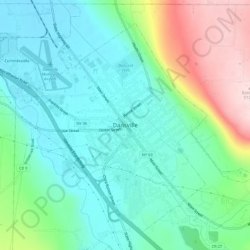 Dansville topographic map, elevation, terrain