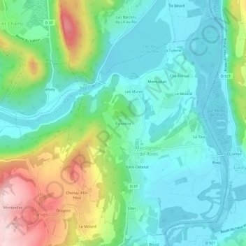 Écrivieux topographic map, elevation, terrain