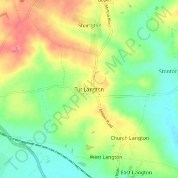 Tur Langton topographic map, elevation, terrain