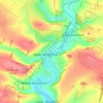Woodford Green topographic map, elevation, terrain
