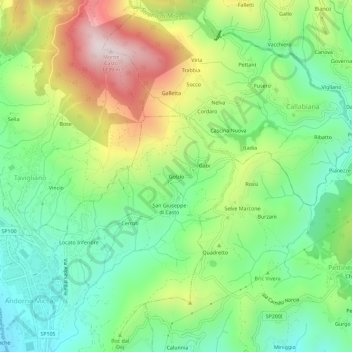 Golzio topographic map, elevation, terrain