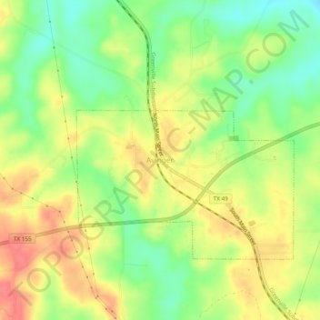 Avinger topographic map, elevation, terrain
