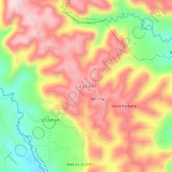 La Unión topographic map, elevation, terrain