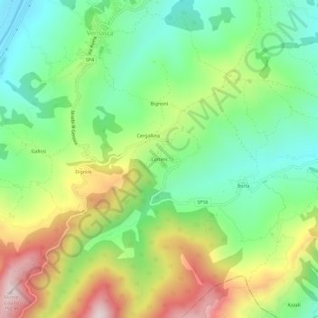 Comini topographic map, elevation, terrain