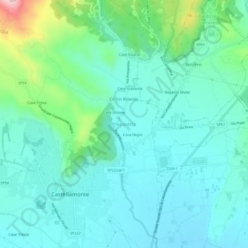 Preparetto topographic map, elevation, terrain