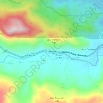 El Trompito topographic map, elevation, terrain